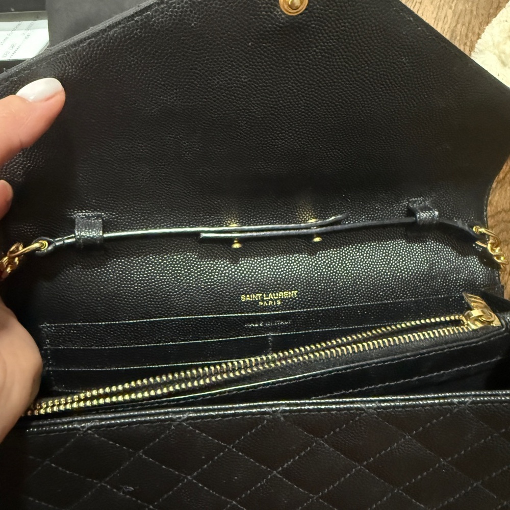 Saint Laurent Black Quilted Clutch with Gold Chain - Picture 3 of 8